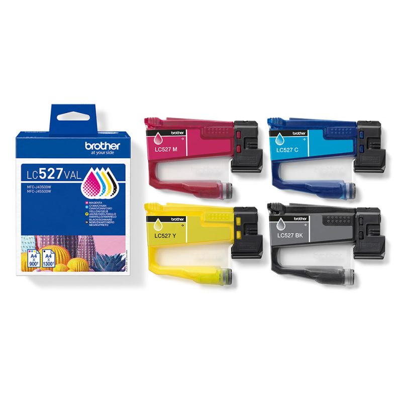 Brother 527 - Pack de 4 cartuchos de tinta originales LC527VAL - Negro Cian Magenta Amarillo