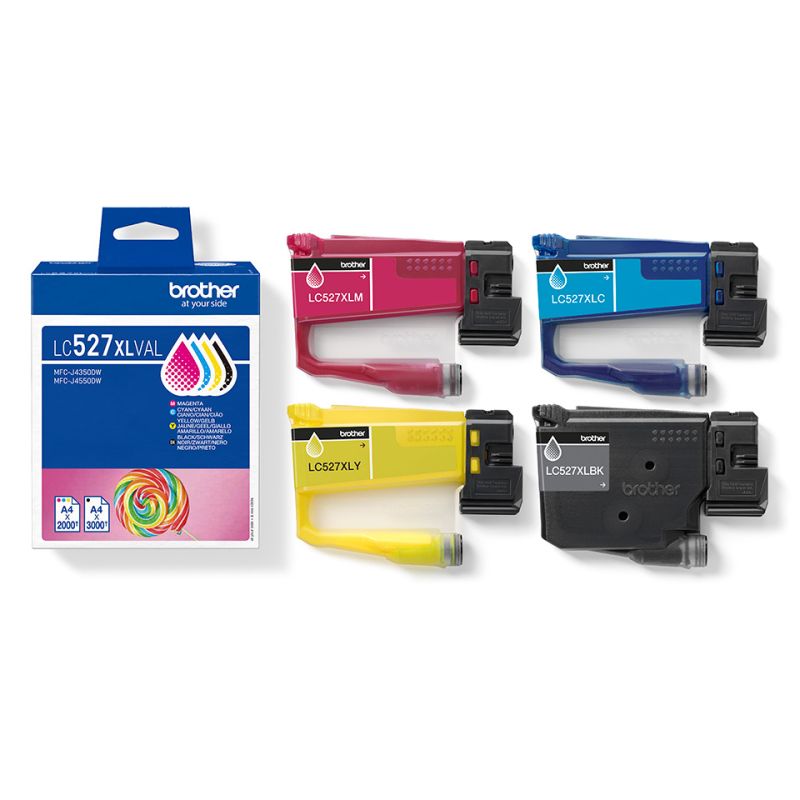 Brother 527XL – 4er-Pack Original-Tintenpatronen LC527XLVAL – Schwarz Cyan Magenta Gelb