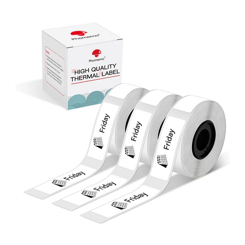 Phomemo - Pack x 3 Label Rolls 12x40mm x160 - Black on White