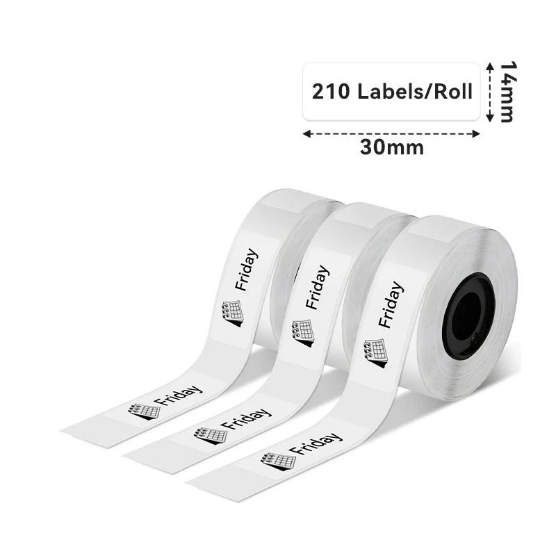 Phomemo – Packung x 3 Label-Rollen 14x30mm x210 – Schwarz auf Transparent