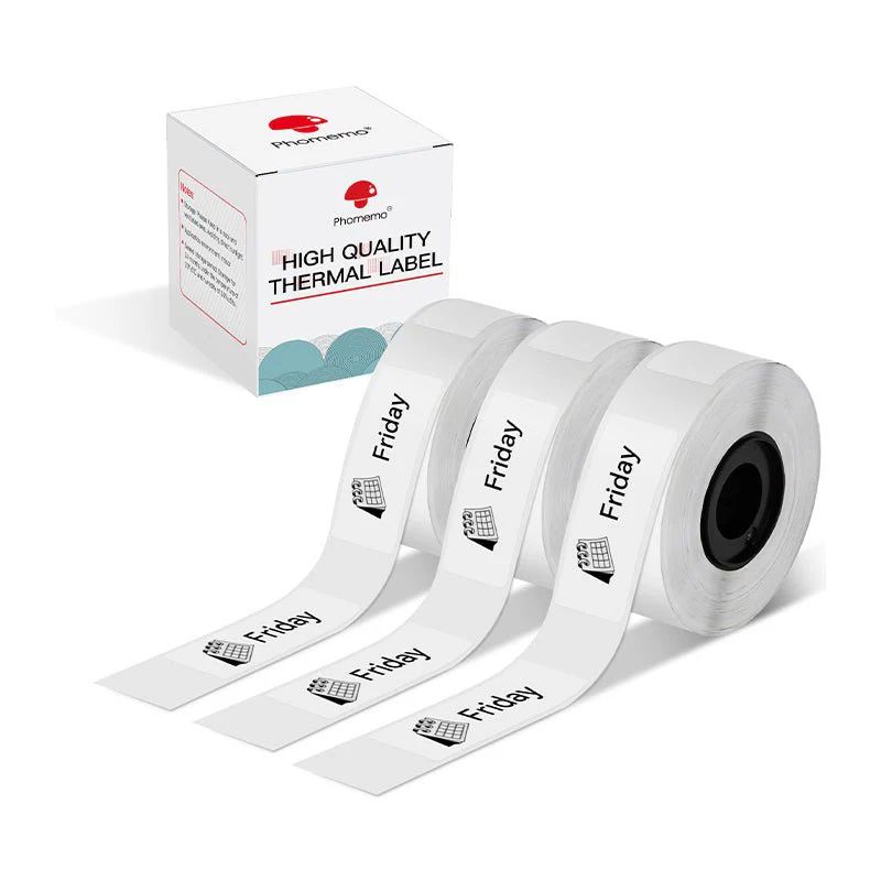 Phomemo – Packung x 3 Label-Rollen 14x30mm x210 – Schwarz auf Transparent