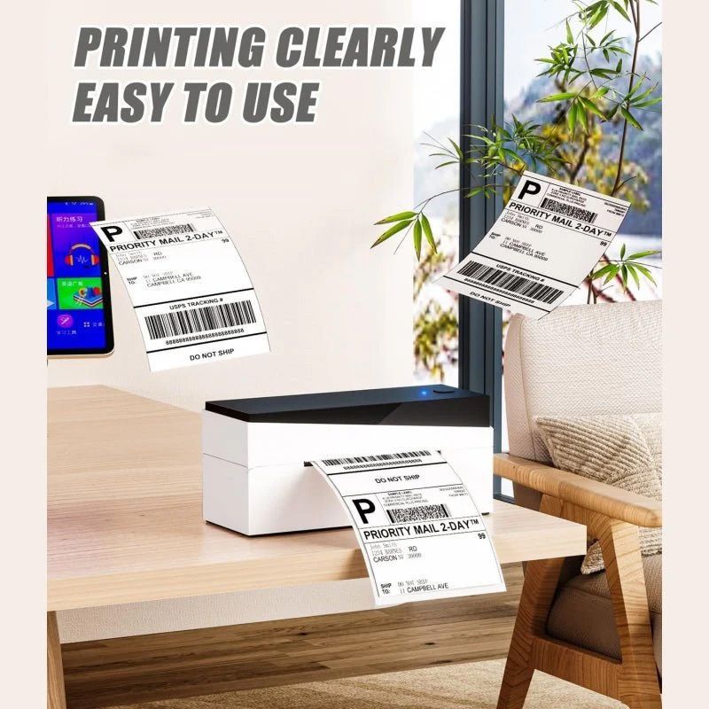 Phomemo - Folding screen dispenser shipping labels 101.5x152mm x 500 - Black on White
