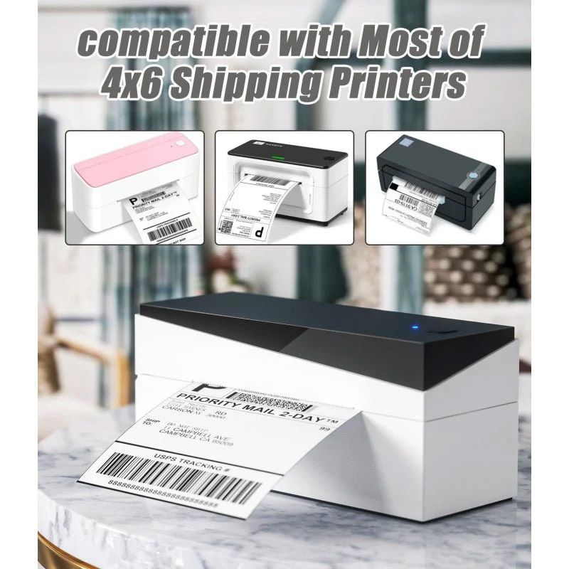 Phomemo - Folding screen dispenser shipping labels 101.5x152mm x 500 - Black on White