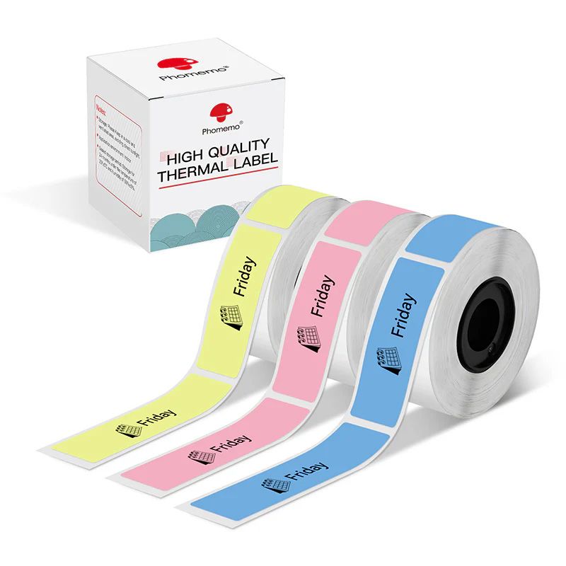 Phomemo - Pack x 3 Label Rolls 14x50mm x130 - Black on Multicolor