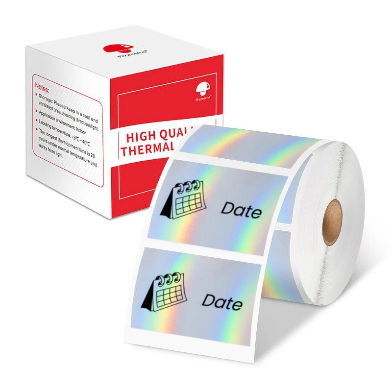 Phomemo - Label Roll 40x30mm x 230 - Black on Holographic