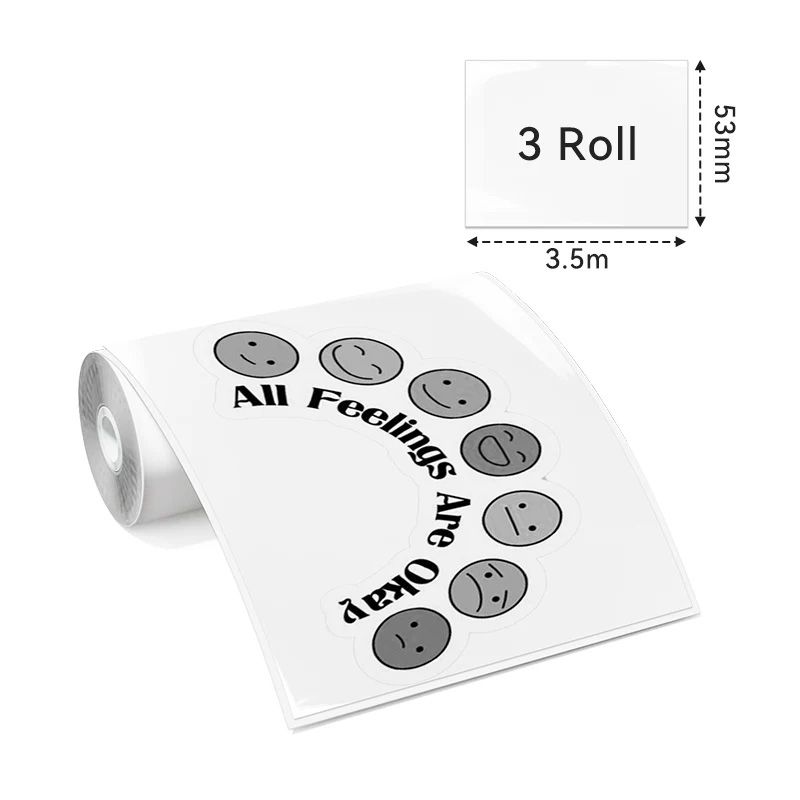 Phomemo - Pack x 3 Continuous Label Rolls 50mm x 3.5m - Black on Transparent