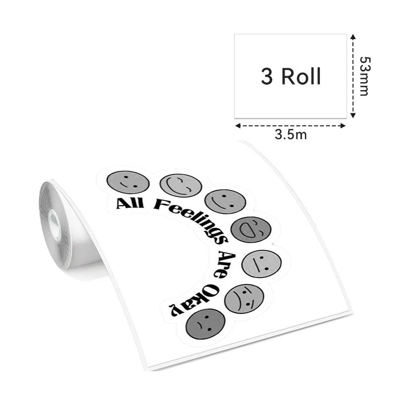 Phomemo - Packung x 3 Endlos-Etikettenrollen 50 mm x 3,5 m - Schwarz auf Weiß