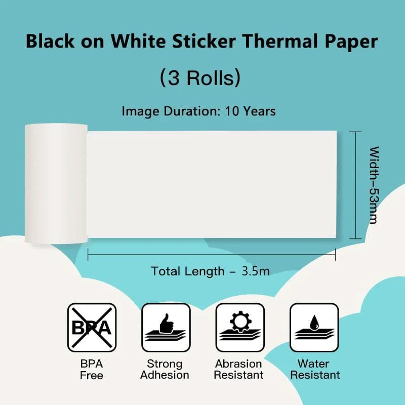 Phomemo - Packung x 3 Endlos-Etikettenrollen 50 mm x 3,5 m - Schwarz auf Weiß