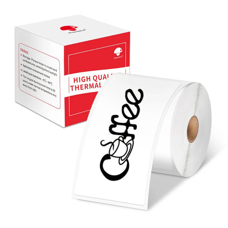 Phomemo - Label roll 50x80mm x 90 - Black on White