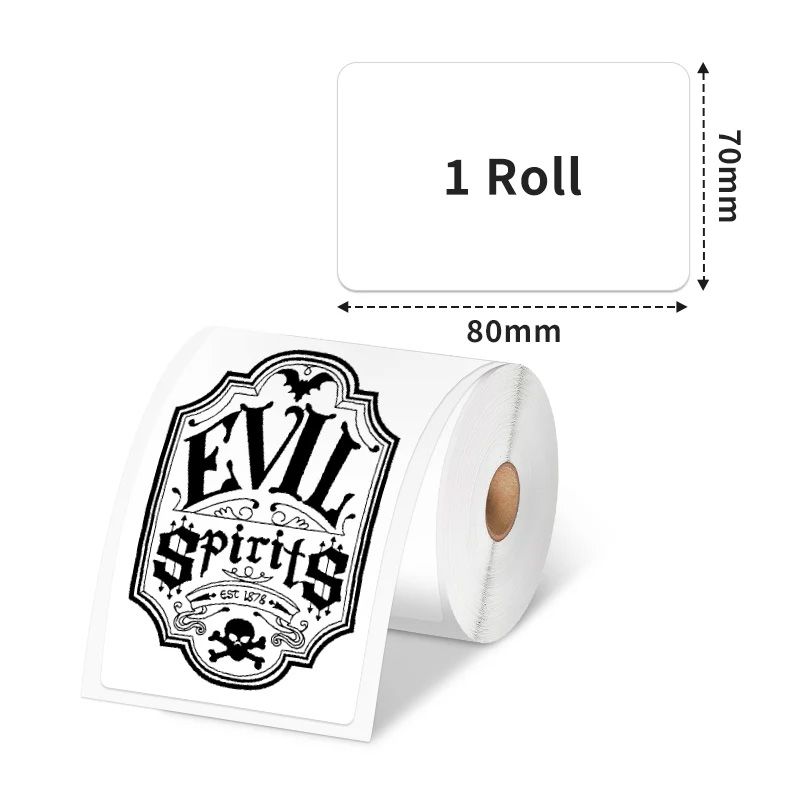 Phomemo - Label Roll 70x80mm x 100 - Black on White