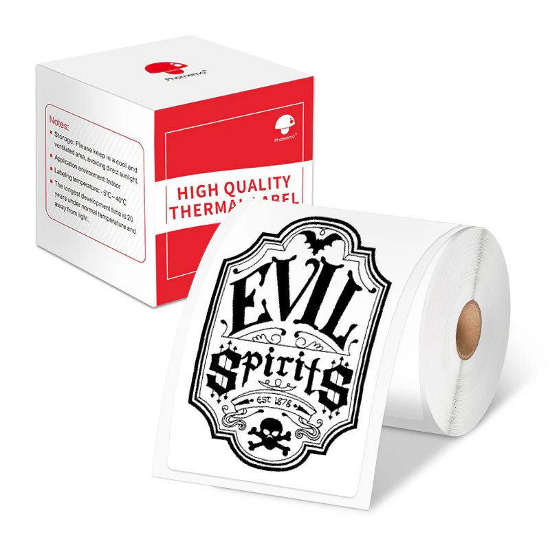 Phomemo - Label Roll 70x80mm x 100 - Black on White