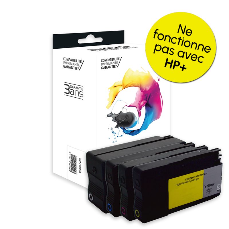 Hp 937e - Pack x 4 cartuccia a getto d’inchiostro compatibile con 4S6W9NE, 4S6W6NE, 4S6W7NE, 4S6W8NE - Black Cyan Magenta Yellow