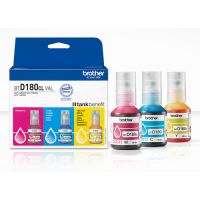 Brother 180 – 3er-Pack Original-Tintennachfüllpackung BTD180CLVAL – Cyan, Magenta, Gelb