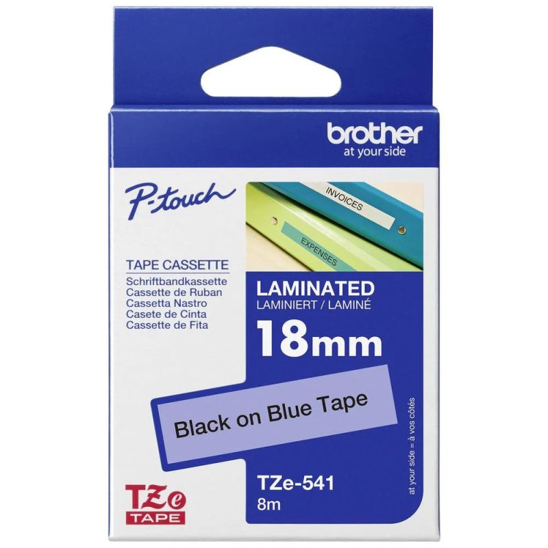 Brother TZE-541 – Original-Etikettenband 18 mm x 8 m Brother TZE541 – Schwarz auf Blau