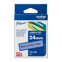 Brother TZE-551 - Ruban Etiquette 24mm x 8m original Brother TZE551 - Noir sur Bleu