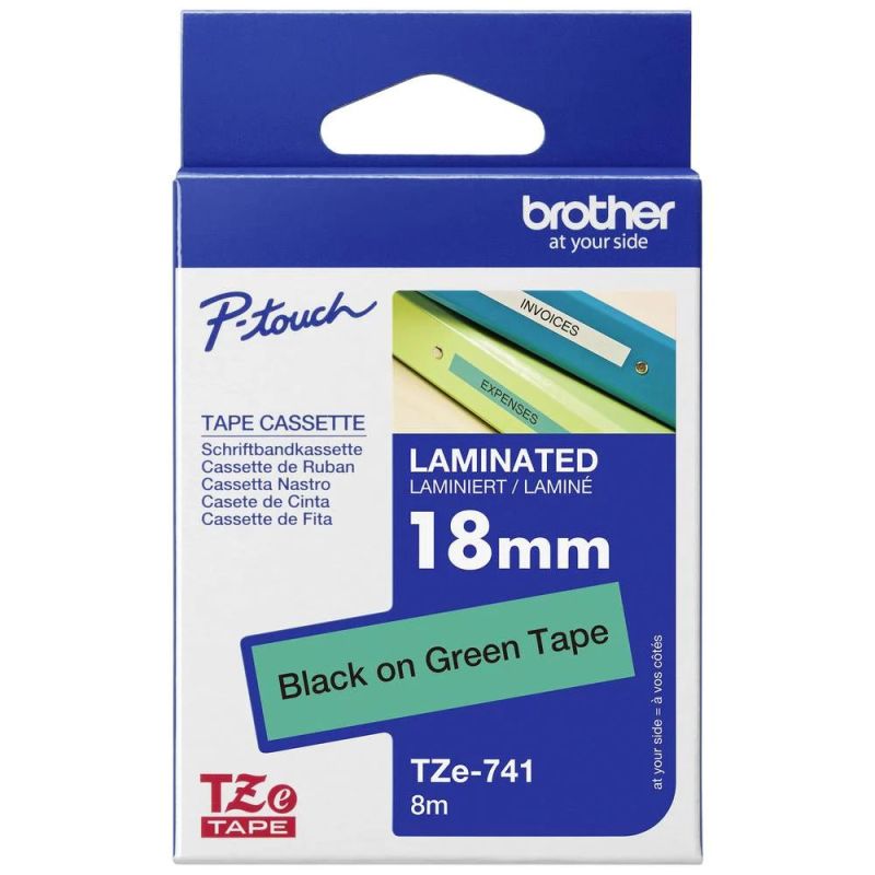Brother TZE-741 - Nastro per etichette 18 mm x 8 m originale Brother TZE741 - Nero su verde