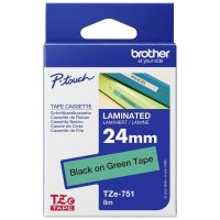 Brother TZE-751 - Ruban Etiquette 24mm original Brother TZE751 - Noir sur Vert
