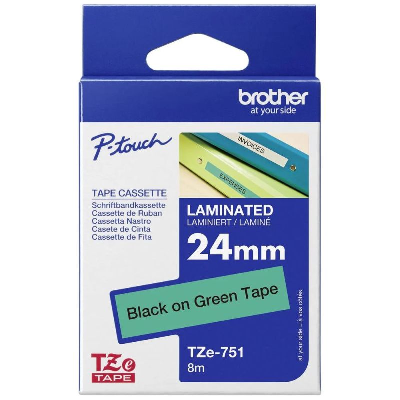 Brother TZE-751 - Nastro per etichette 24 mm originale Brother TZE751 - Nero su verde