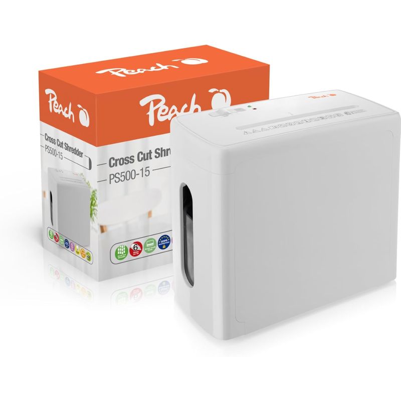 Trituradora de documentos Peach Silent Micro Cut - PS500-15 - Blanco