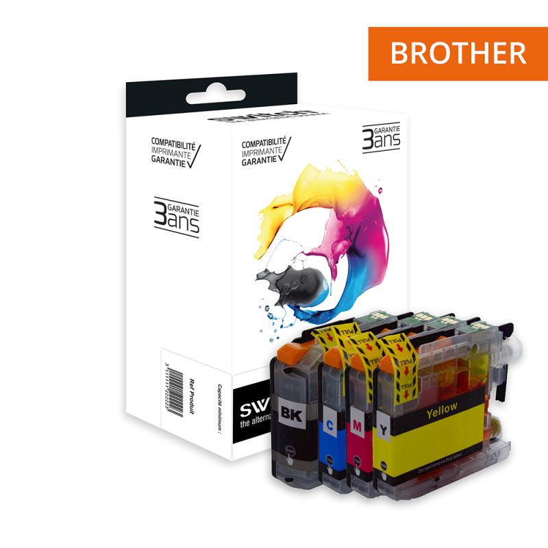 Brother 225/227 - SWITCH Confezione di 4 getto d’inchiostro compatibile con LC225/227 - Nero Ciano Magenta Giallo