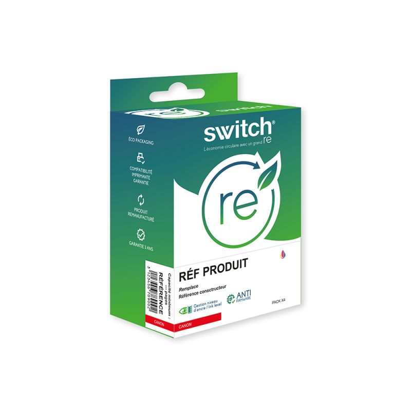 Canon 512/513 - SWITCH RE Confezione di 2 getto d’inchiostro, compatibile con PG512, CL513, 2969B001, 2971B001