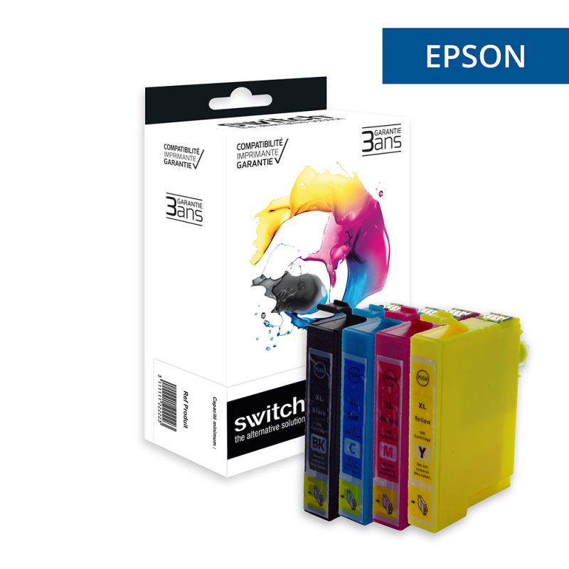 Epson 29XL - SWITCH Confezione di 4 getto d’inchiostro, compatibile con C13T29964012 - Nero Ciano Magenta Giallo