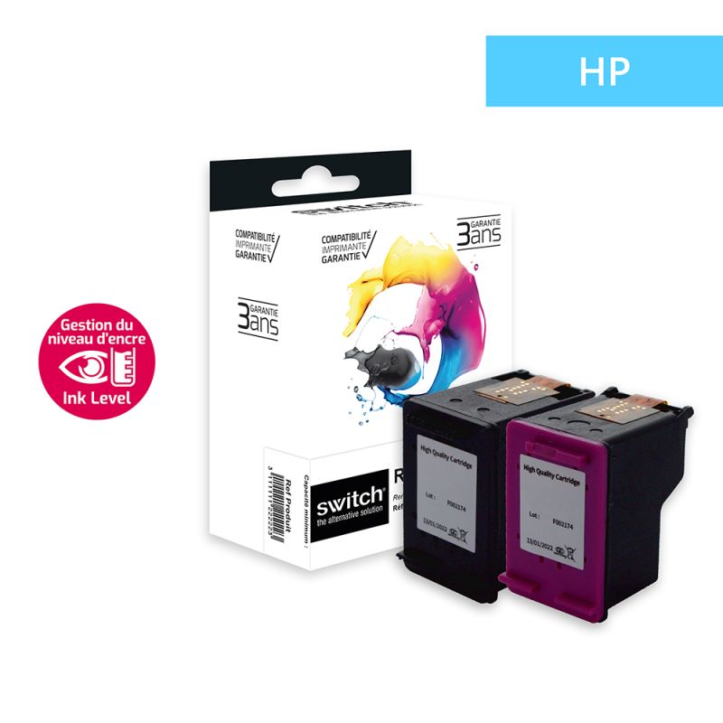 Hp 301XL - SWITCH Pack x 2 cartuchos de inyección de tinta 'Ink Level’ equivalentes a CH563EE, CH564EE - Negro + Tricolor