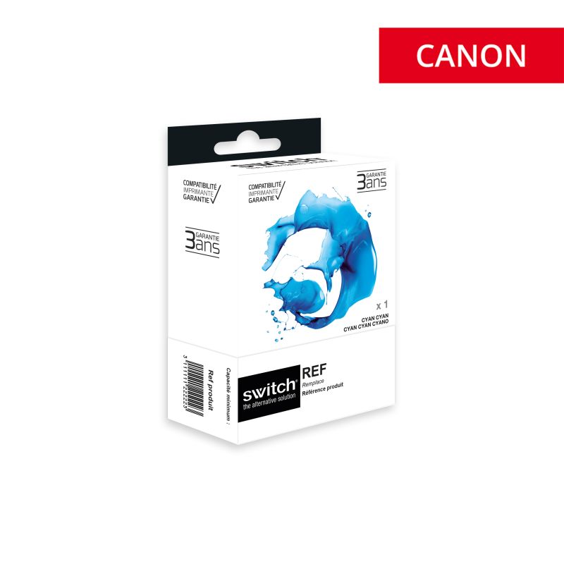 Canon 8 - SWITCH cartouche jet d'encre équivalent à CLI8C, 0621B001 - Cyan