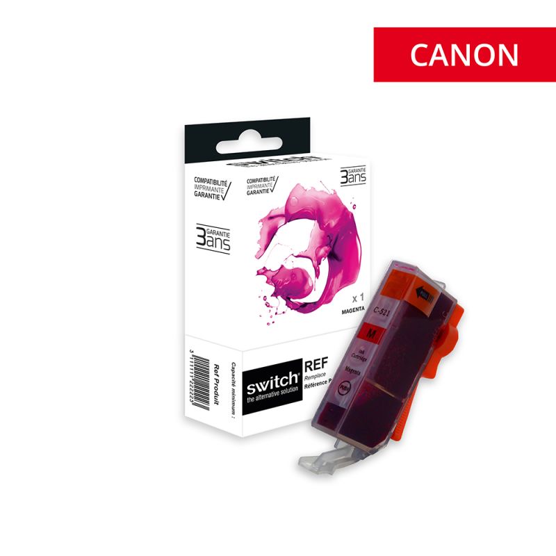 Canon 521 - SWITCH cartuccia a getto d’inchiostro compatibile con CLI-521M, 2935B001 - Magenta