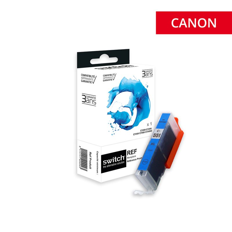 Canon 551XL - SWITCH cartouche jet d'encre équivalent à CLI551CXL, 6444B001 - Cyan