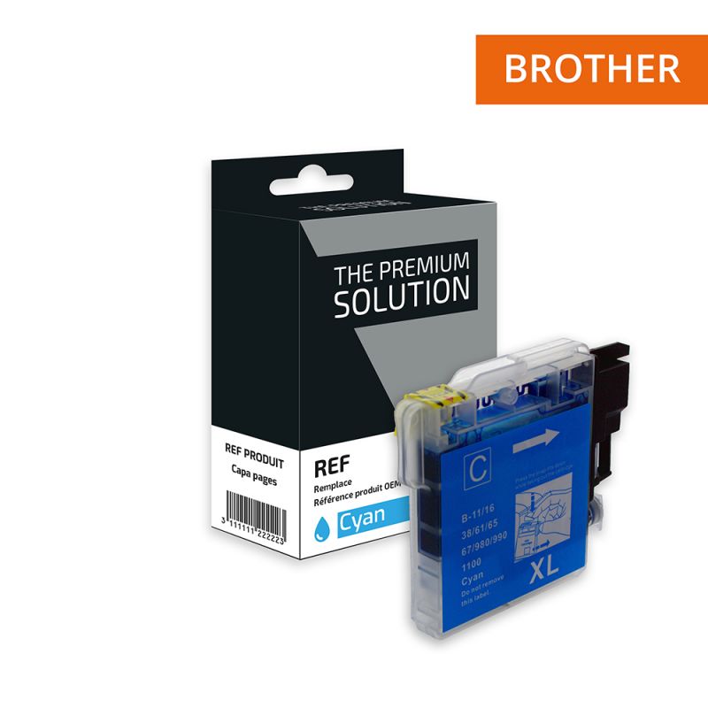 Brother 980/1100 - cartuccia a getto d’inchiostro compatibile con LC980/LC1100C - Ciano
