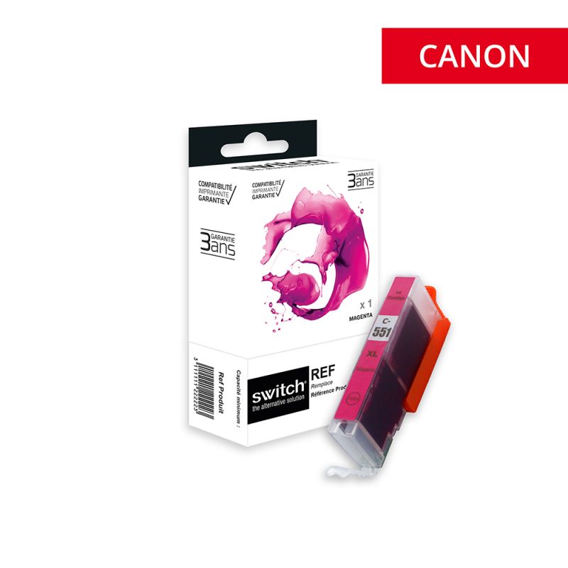 Canon 551XL - SWITCH cartouche jet d'encre équivalent à CLI551MXL, 6445B001 - Magenta