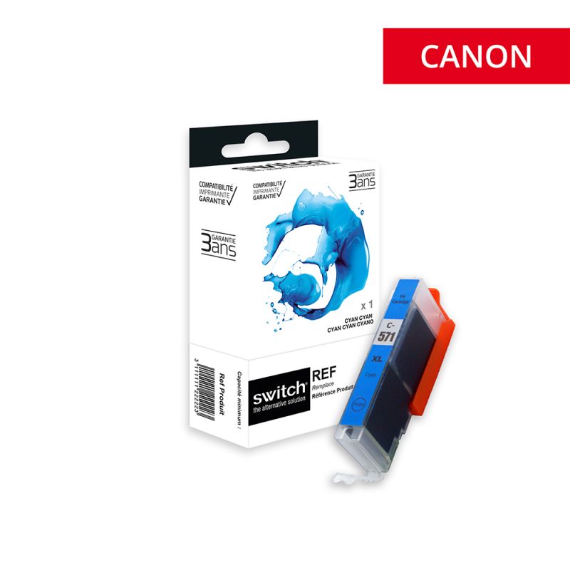 Canon 571XL - SWITCH cartouche jet d'encre équivalent à CLI571CXL, 0332C001 - Cyan