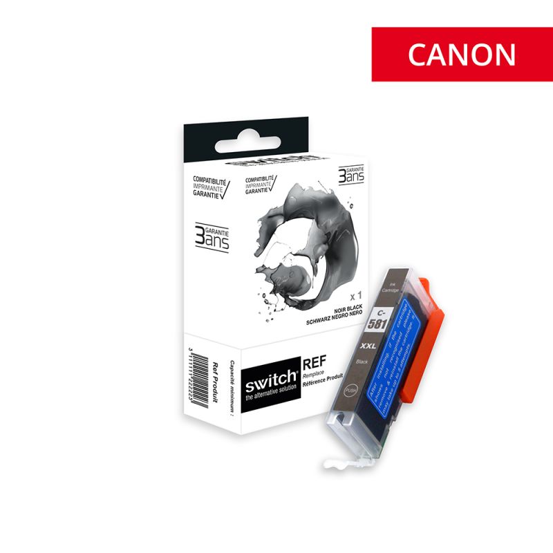 Canon 581XXL - SWITCH cartuccia a getto d’inchiostro compatibile con CLI581BKXXL, 1998C001 - Nero
