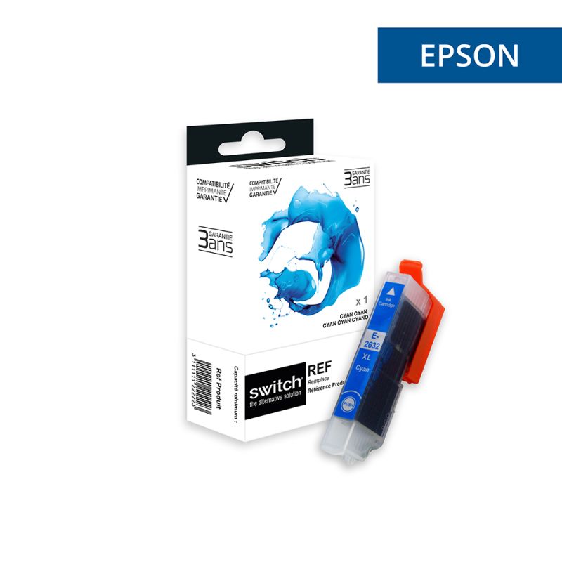 Epson 26XL - SWITCH cartouche jet d'encre équivalent à C13T26324012 - Cyan