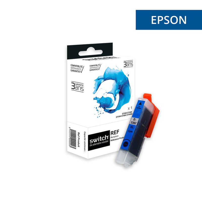 Epson 33XL - SWITCH cartouche jet d'encre équivalent à C13T33624012 - Cyan