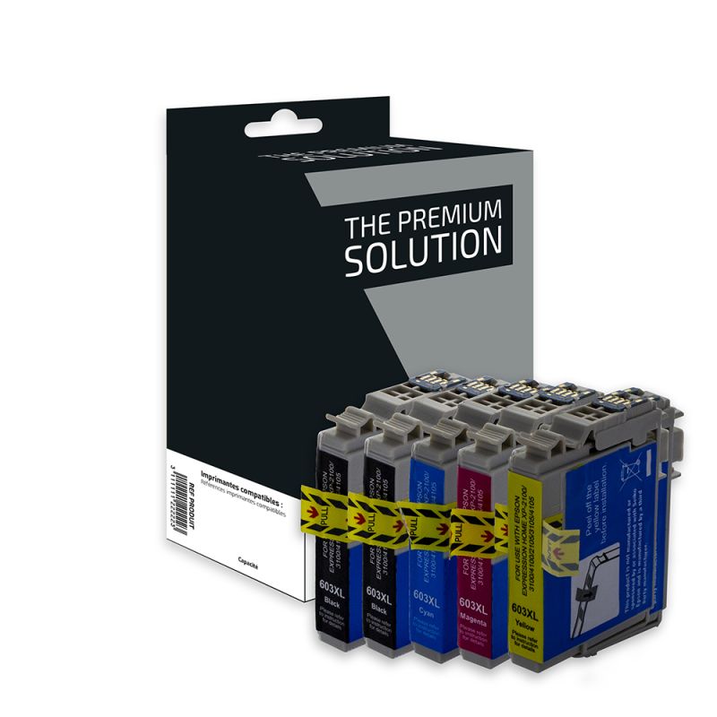 Epson E603XL - Pack x 5 cartuchos de inyección de tinta equivalentes a C13T03A64010 - Negro Cian Magenta Amarillo