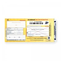 Box of 100 registered post envelopes with confirmation receipt and barcode