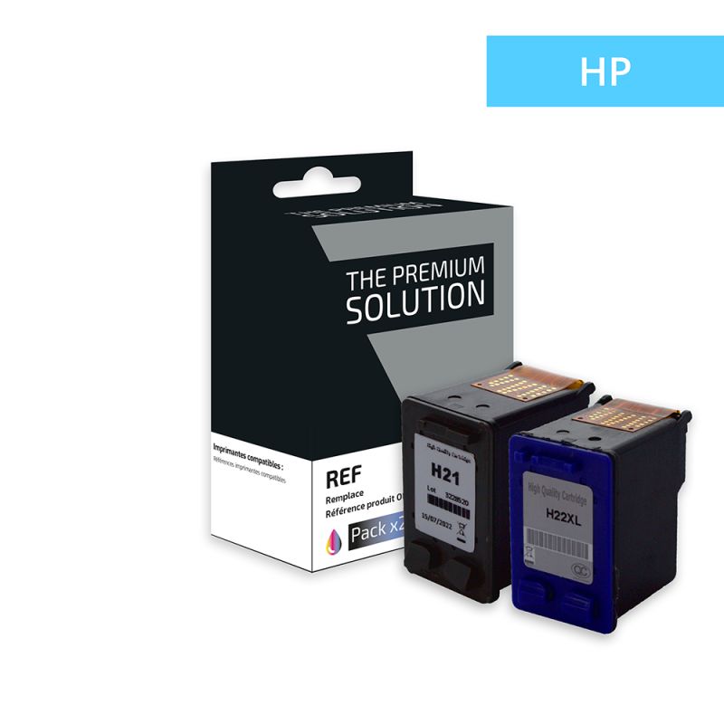 Hp 21/22 - Confezione di 2 getto d’inchiostro compatibile con C9351CE, C9352CE - Nero + Tricolore