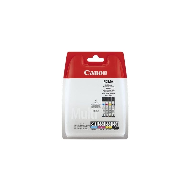 Canon 581 - Pack x 4 cartuchos de inyección de tinta original 2103C006 - Negro Cian Magenta Amarillo