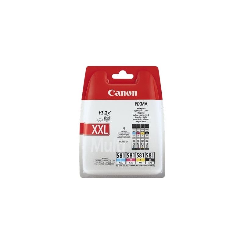 Canon 581XXL - Pack x 4 1998C007 original ink jets - Black Cyan Magenta Yellow