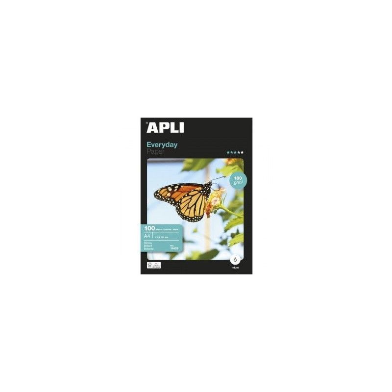 APLI Papier photo brillant A4 180g/m², 100 feuilles