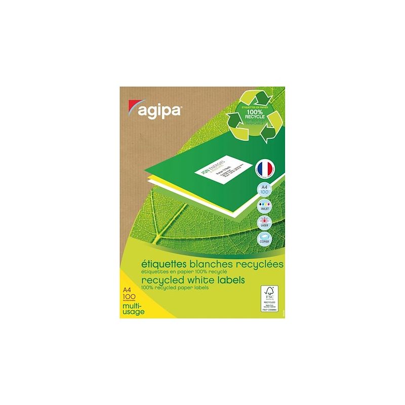 AGIPA 101185 Box of 6,500 AGIPA 38 Multipurpose Recycled Labels