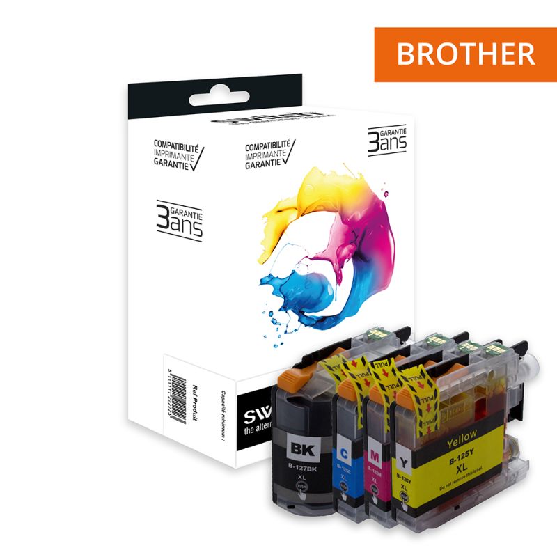 Brother 125/127 - SWITCH Confezione di 4 getto d’inchiostro compatibile con LC125/127 - Nero Ciano Magenta Giallo