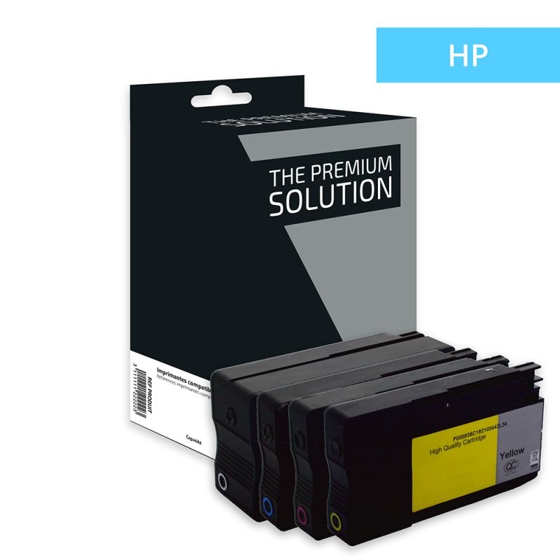 Hp 953XL - Pack x 4 jet d'encre équivalent à L0S70AE, F6U16AE, F6U17AE, F6U18AE - BCMY