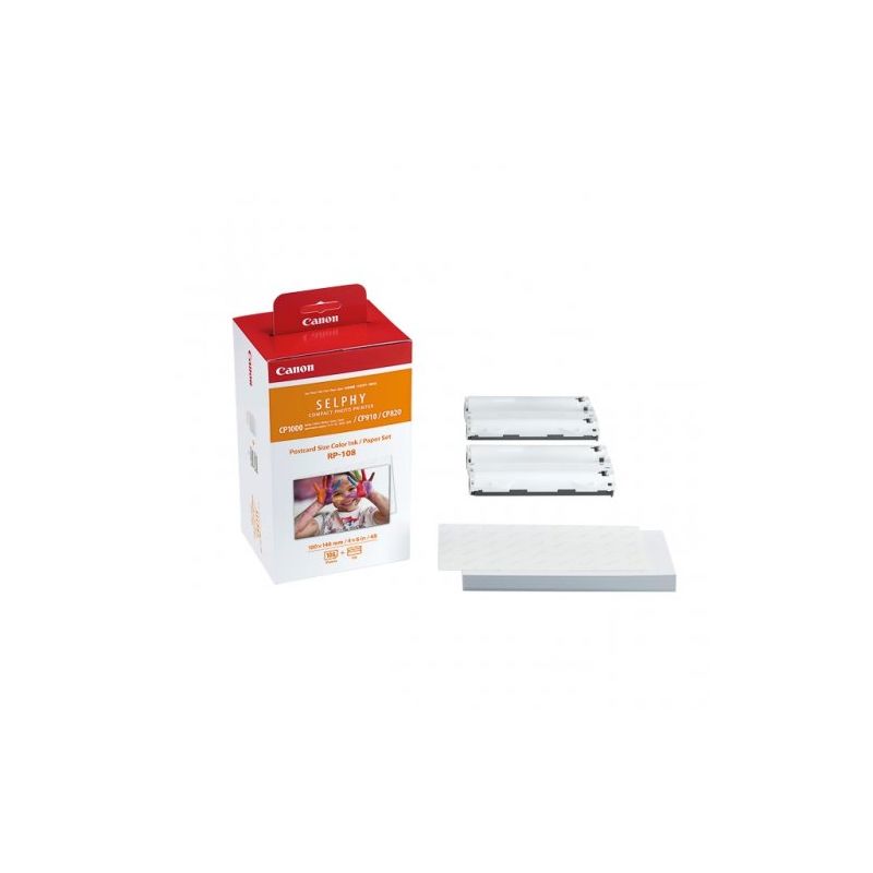 Canon 108 - Pack 2 colour cartridges + 108 original Canon photo paper sheets 8568B001