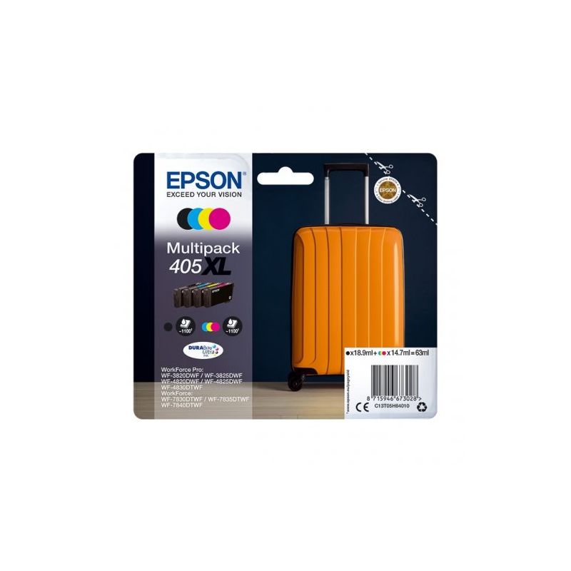 Epson 405XL - Confezione di 4 getto d’inchiostro originale C13T05H64010 - Nero Ciano Magenta Giallo