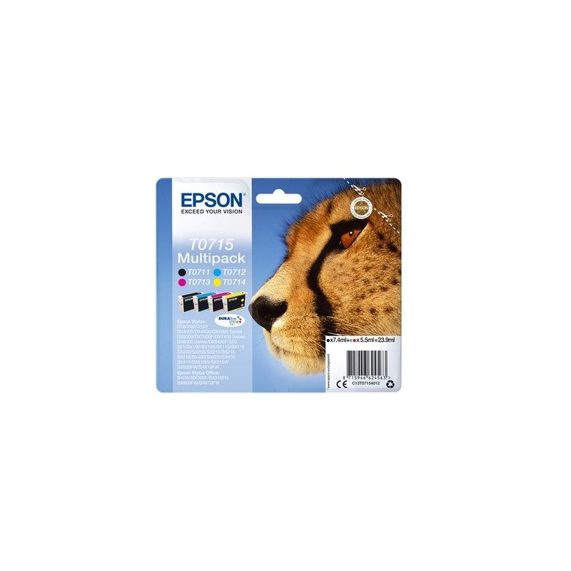 Epson T0715 - Pack x 4 C13T07154012 original ink jets - Black Cyan Magenta Yellow