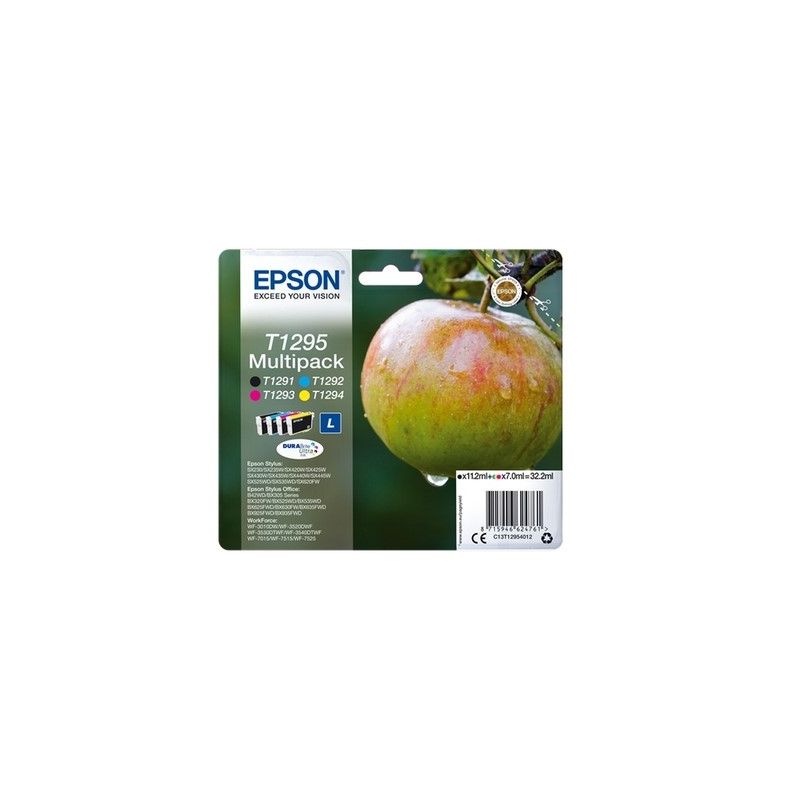 Epson 1295 - Pack x 4 jet d'encre original C13T12954012 - Black Cyan Magenta Yellow