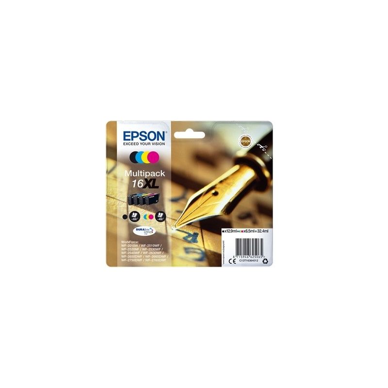 Epson 1636 - Confezione di 4 getto d’inchiostro originale C13T16364012 - Nero Ciano Magenta Giallo